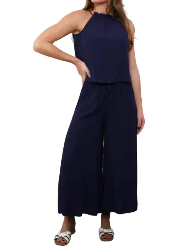 women's breathable pantsJana Wide Leg Pants In Navy