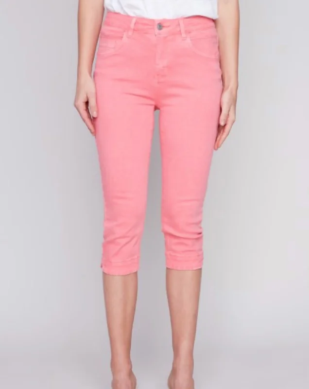 women's leggingsKnee High Capri Twill Pant In Flamingo