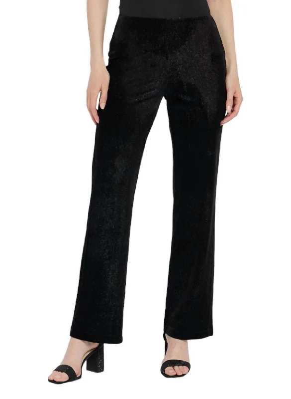 women's yoga pantsMetallic Foil Velvet Pants In Black