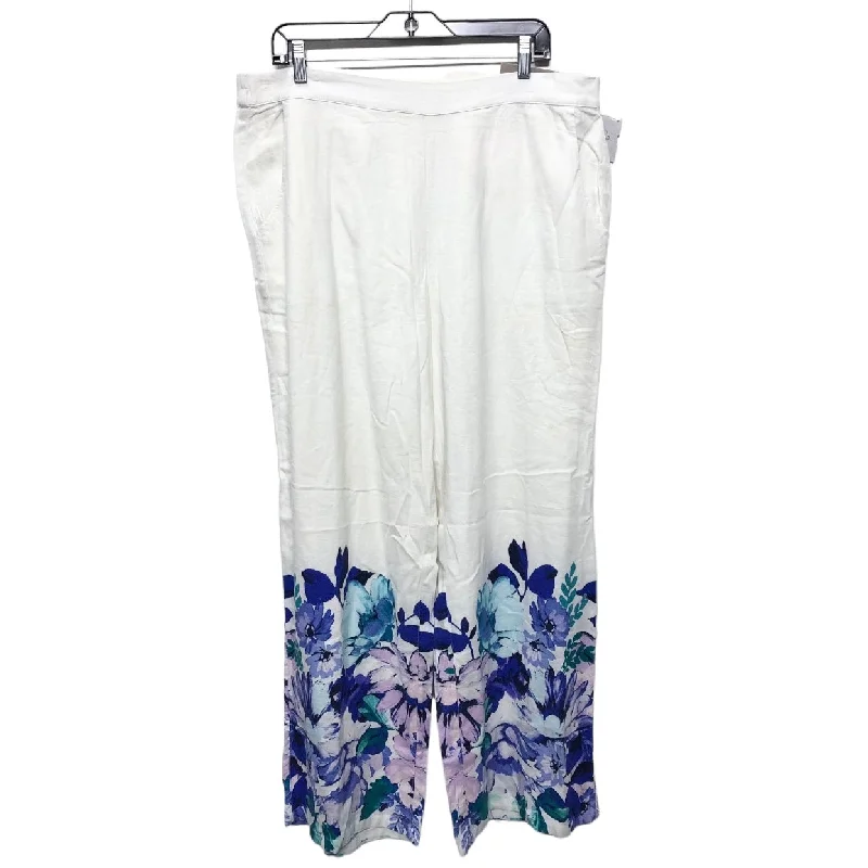 women's button-fly pantsPants Linen By Soft Surroundings In Blue & White, Size: Xl