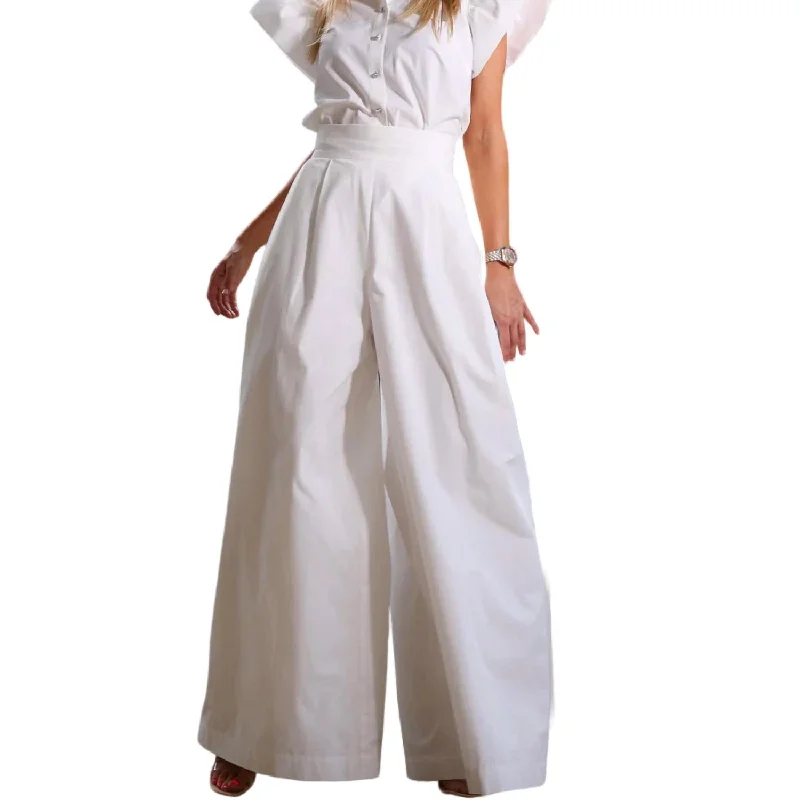 women's silk pantsPaula Wide Pants In White