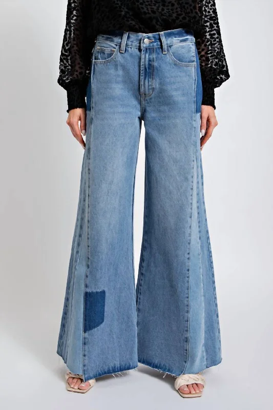 women's wedding pantsPieces Of Grace Bell Bottom Pants In Washed Denim