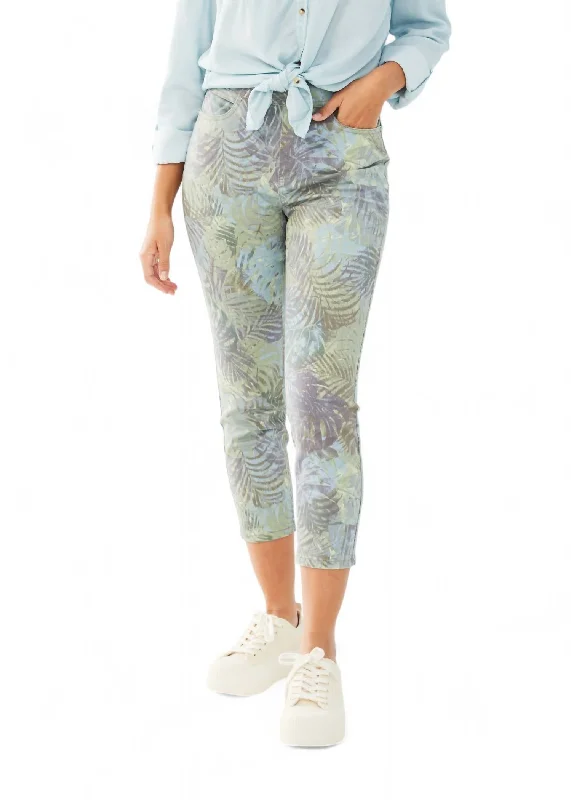 women's checkered pantsPull-On Slim Crop Denim Pant In Tropical Camo