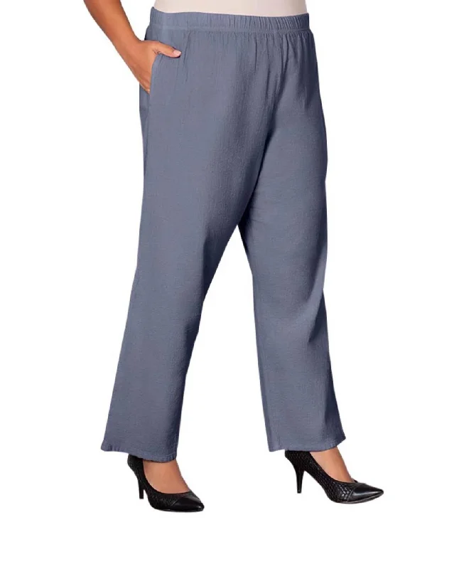 women's satin pantsWide Leg Crinkle Cotton Pants - Plus In Gray