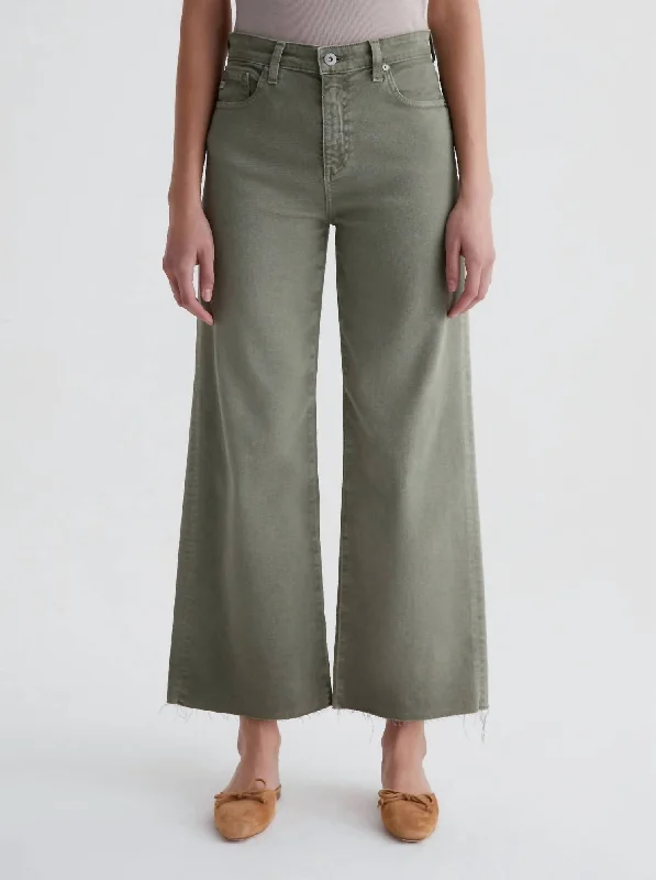 women's elegant pantsWide Leg Crop Pants In Sulfur Dried Parsley