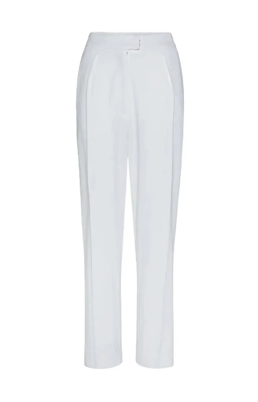 women's embroidered pantsWomen's Viscose Wool Structured High Waist Pants In Blanco