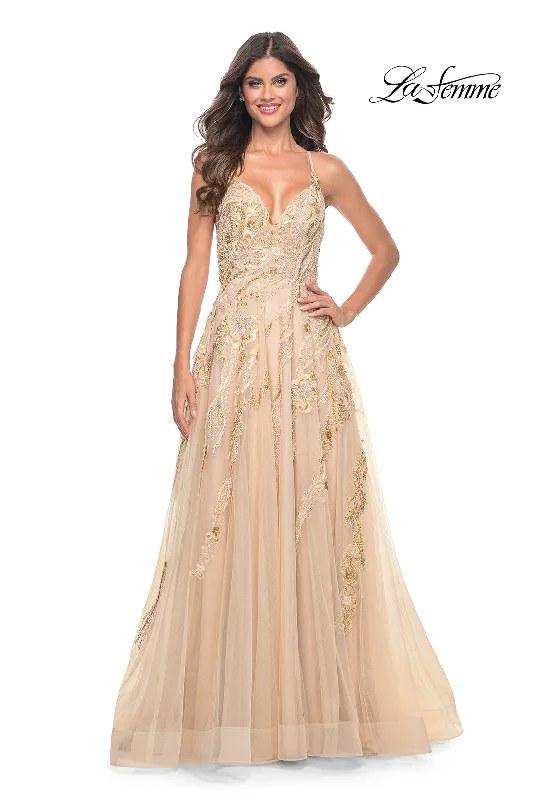 Lace DressLa Femme 32032 Beaded Tulle Gown