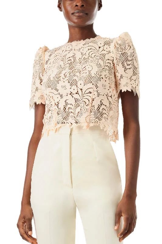 women's made-to-order dressesBlush Lace Short Sleeve Top