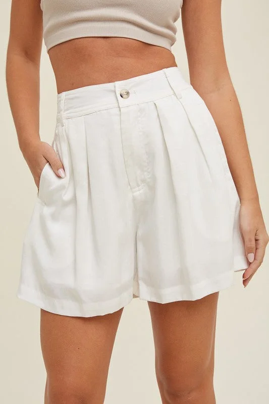 women's curve-hugging dressesBoardwalk Bliss Cream Pleated Shorts