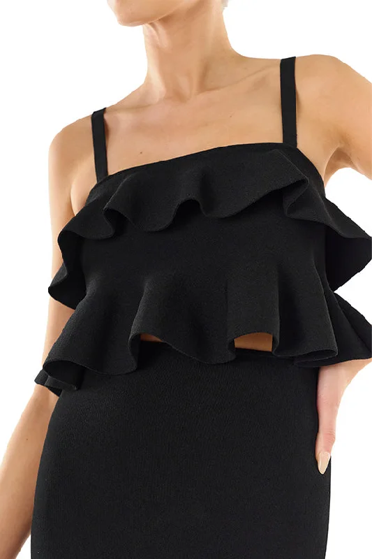 Cropped Ruffle Knit Top