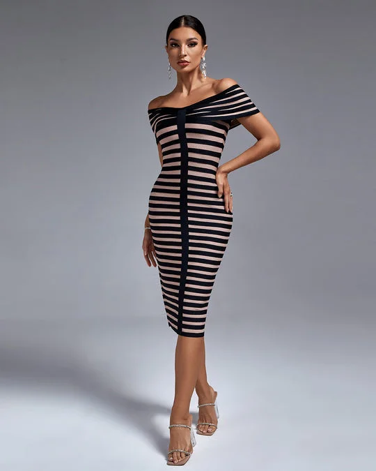 Velvet DressLana Striped Bandage Dress