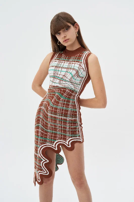 Empire DressMIA SIGNATURE WAVY PLAID DRESS IN ECO YARN