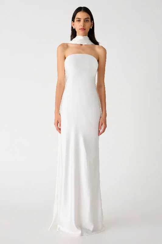 women's bell-sleeved dressesMisha Lilia Satin Gown - Ivory