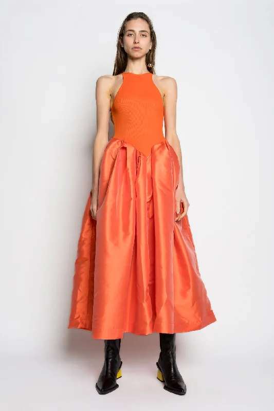 Ball Gown DressPRE-OWNED / ORANGE DRESS WITH TANK TOP SCOOPED