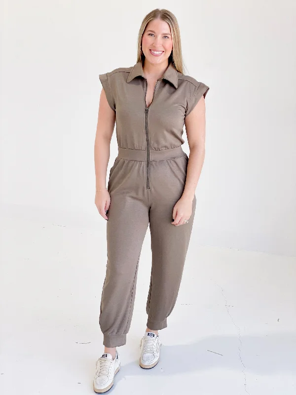 women's curve-hugging dressesProfile Jumpsuit - Mocha