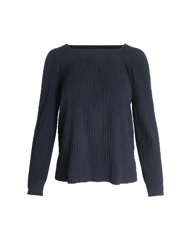 Flannel SweatersA.P.C. Bateau Neck Ribbed Sweater in Black Viscose