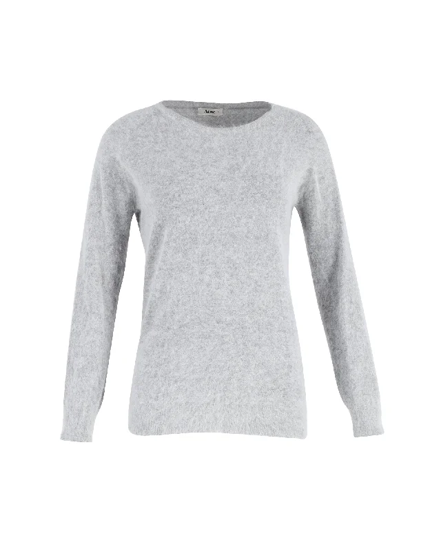 Fashionable Funky Hooded Cashmere SweatersAcne Studios Brushed Knit Sweater in Grey Mohair