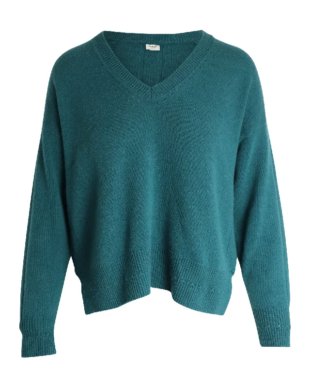 Soft Thick Cashmere SweatersBa&Sh V-neck Knit Sweater in Green Cashmere