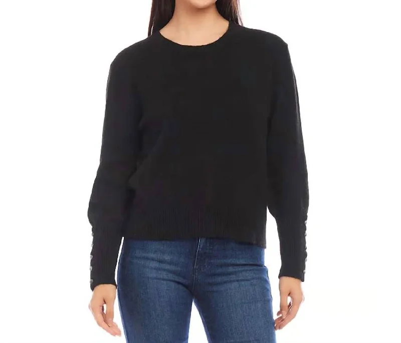 Colorful SweatersButton Sleeve Sweater In Black