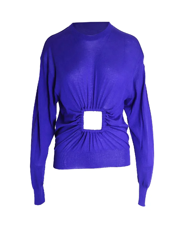 Trendy SweatersCeline Window Panel Knitted Sweater in Blue Cashmere