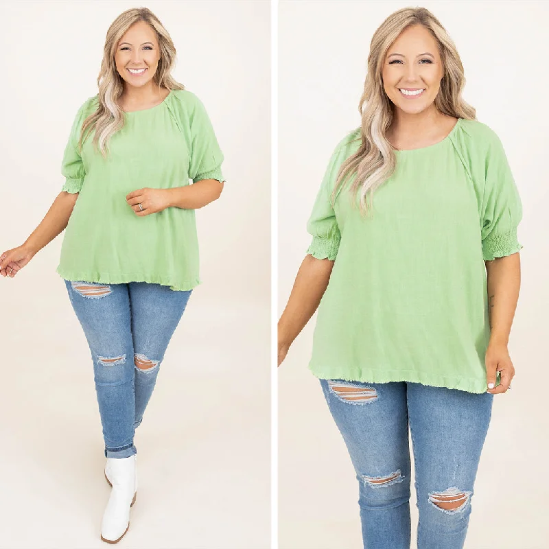 women's tops for those who want to create outfits that are both unique and memorableClassic Adventures Top, Mint Green