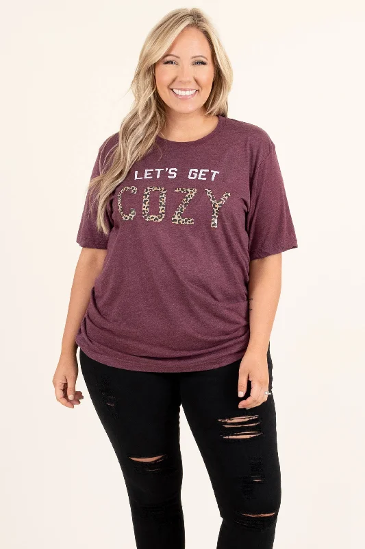 women's tops for smart casual looksGetting Cozy Tee, Maroon Triblend