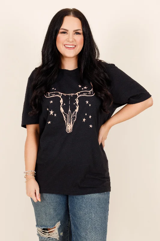 women's tops for those who believe in expressing their individuality through fashionGrab The Bull By The Horns Tee, Black Heather