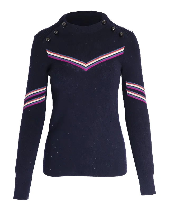 Affordable SweatersIsabel Marant Striped Sweater in Navy Blue Virgin Wool