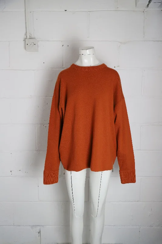 Quick-Dry Wool SweatersJason Wu Side-Up Crewneck Sweater in Orange Cashmere