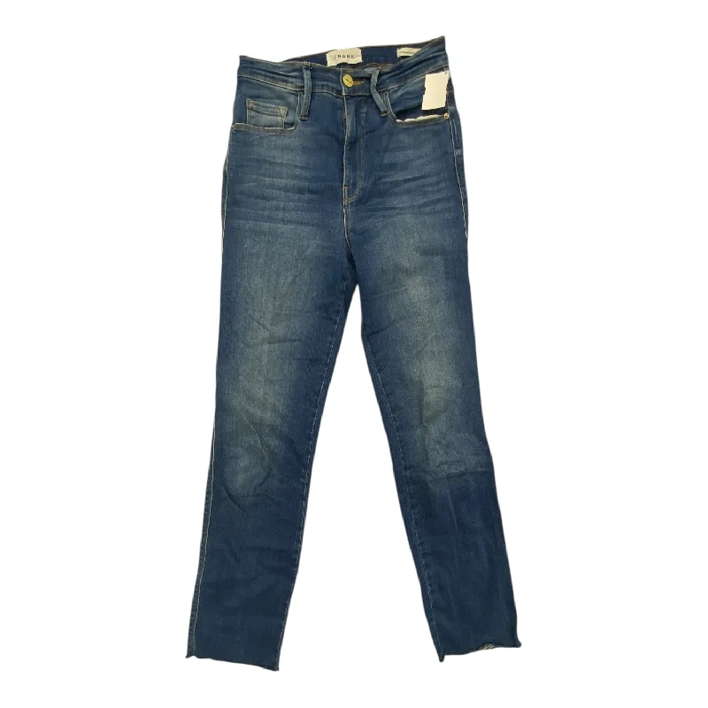 Jeans Straight By Frame In Blue Denim, Size: 0