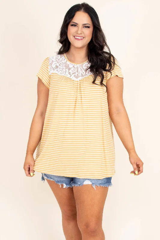 chic women's tops for everyday wearLove At First Glance Top, Mustard