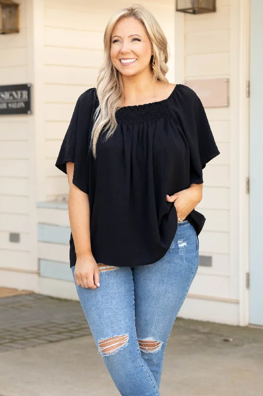 women's tops for those who want to show off their figure in a flattering wayLuxe Valley Top, Black