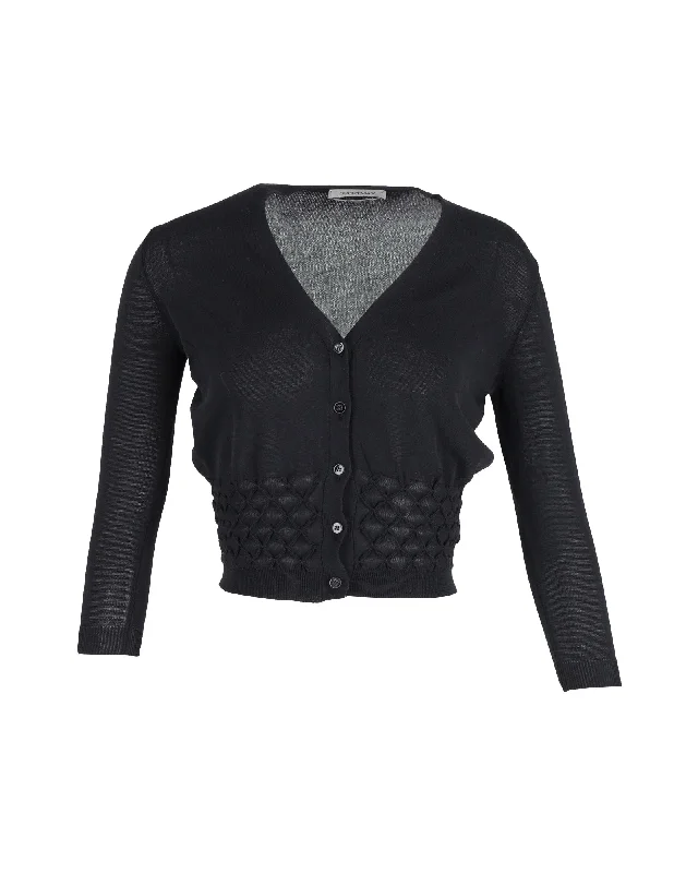 Wholesale SweatersMax Mara Sportmax Buttoned Cropped Cardigan in Black Cotton