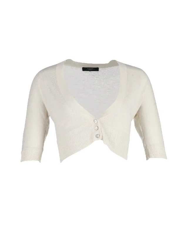 Extra-Large SweatersMax Mara Weekend Cropped Buttoned Cardigan in Cream Cotton