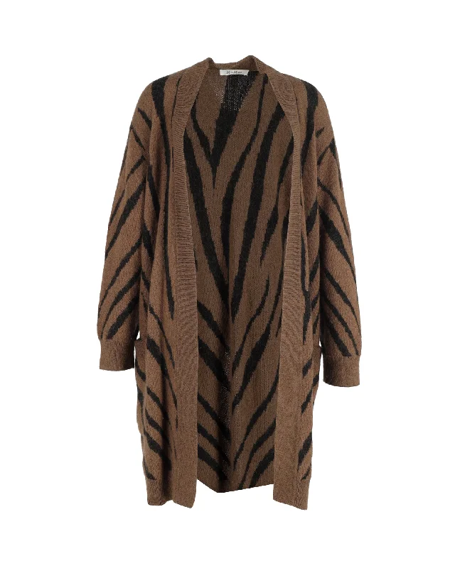 Men's SweatersMax Mara Zebra Print Mohair Blend Knit Cardigan In Brown Mohair