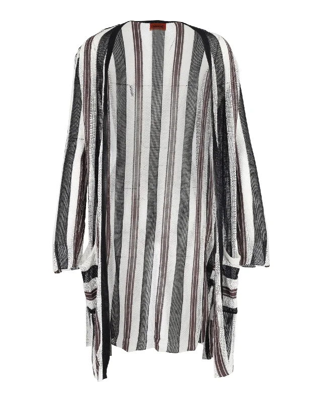 Cardigan Baby SweatersMissoni Striped Long Cardigan in Black and White Rayon