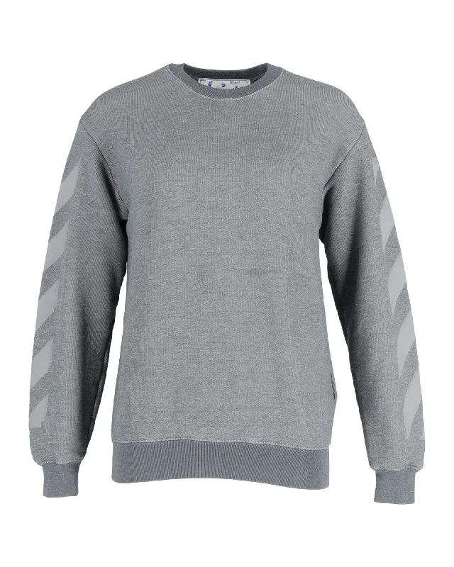 Stylish Flannel SweatersOff-White Arrows Crewneck Sweatshirt in Grey Cotton