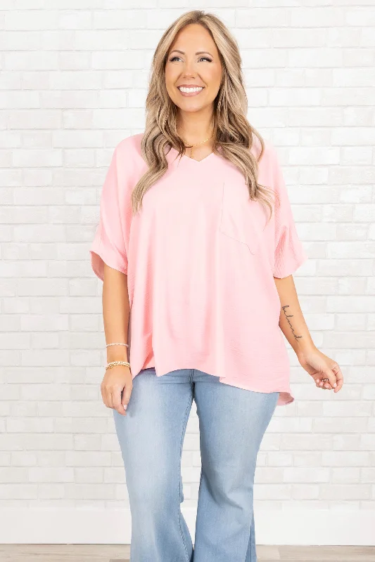 chic women's tops for everyday wearOn The Run Top, Dusty Pink