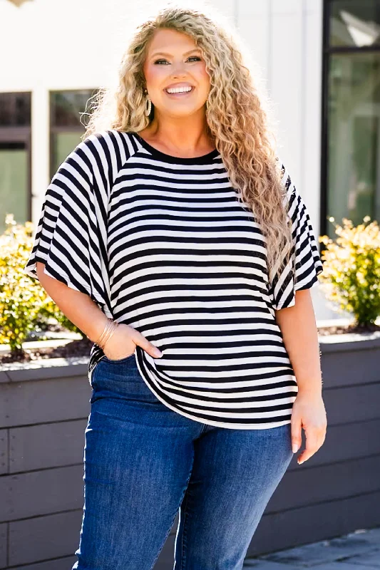 women's tops for those who want to invest in timeless piecesOne's True Stripes Top, Black/Ivory