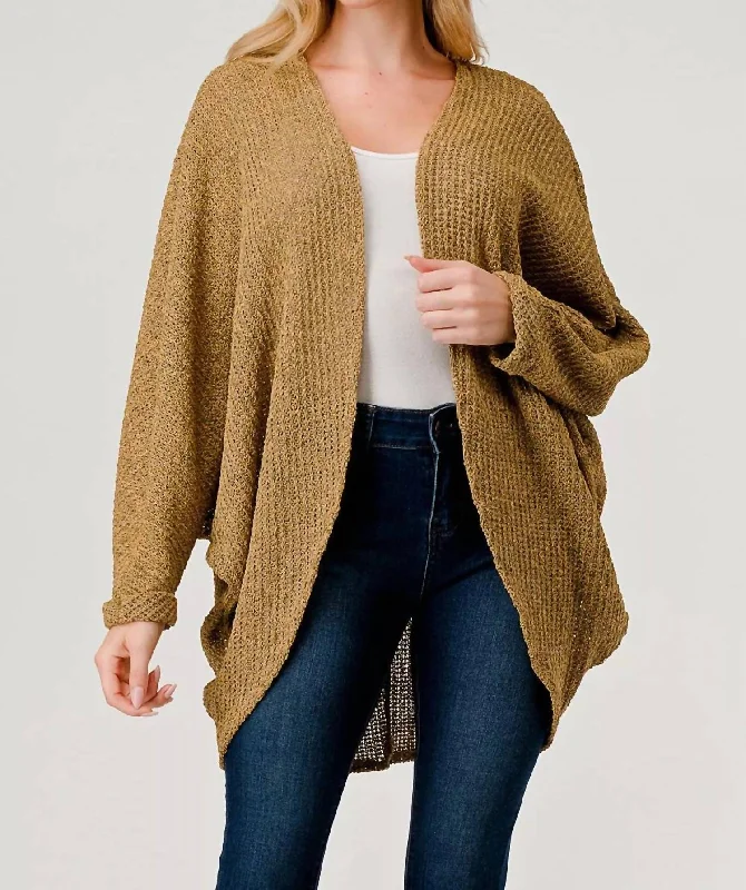 Knitted Crewneck SweatersOpen Cardigan In Mustard