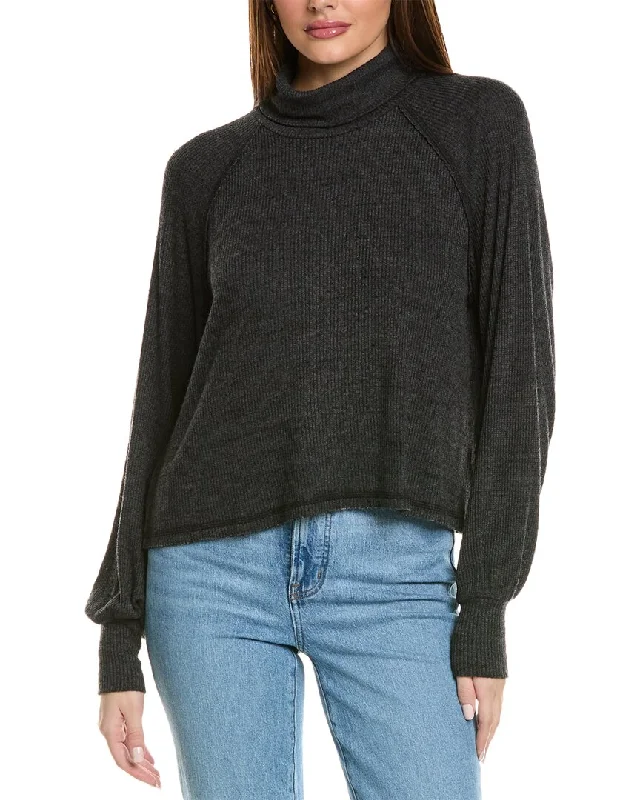 Flannel Patterned Cashmere SweatersProject Social T More Love Marled Rib Turtleneck Top