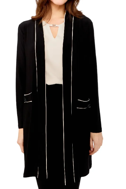 Thick Cashmere SweatersRelaxed Fit Open Front Duster In Black /beige