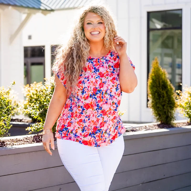 women's tops for beach outingsSmell The Roses Top, Fuchsia