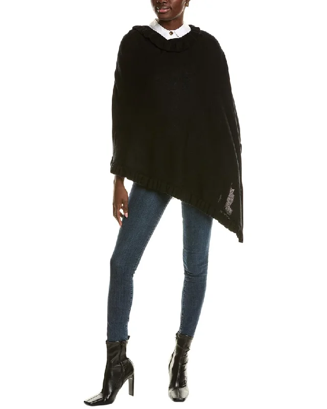 Quick-Dry Sweaterssofiacashmere Ruffle Trim Wool & Cashmere-Blend Poncho