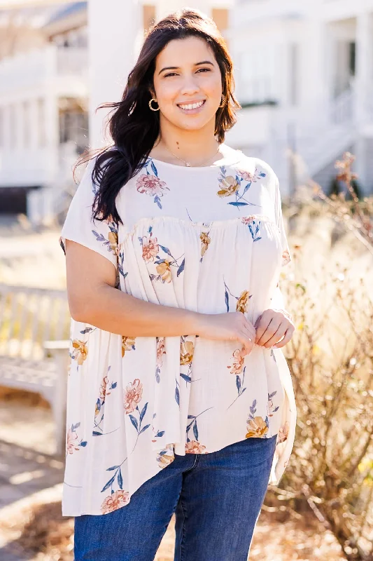 women's tops for fashion-forward individualsTalking On And On Top, Sand