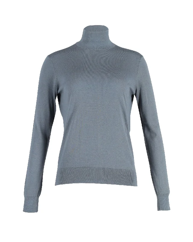 Patterned Cashmere SweatersTheory Turtleneck Sweater in Blue Wool