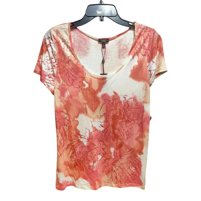 women's tops for statement-making outfitsTop Short Sleeve Basic By Talbots In Floral Print, Size: L