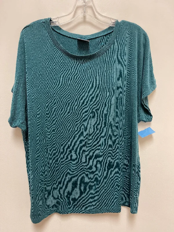 women's tops with lace-up frontsTop Short Sleeve By 32 Degrees In Teal, Size: Xl