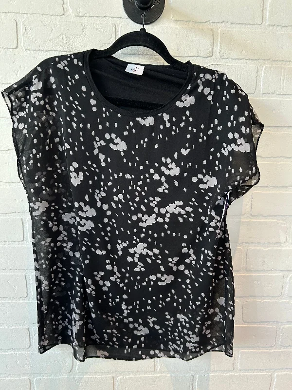 women's tops with cold-shoulder cuts and lace detailingTop Short Sleeve By Cabi In Black & Grey, Size: Xs