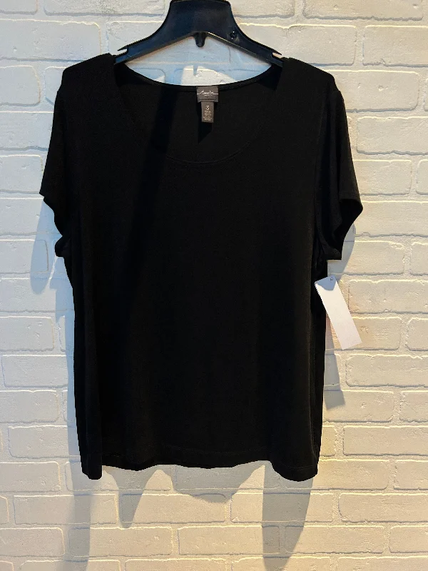 women's tops with asymmetrical designsTop Short Sleeve By Chicos In Black, Size: Xl